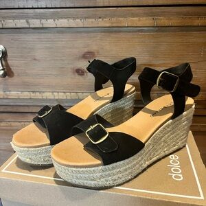 Lucky Brand Black Espadrille Platform Sandals